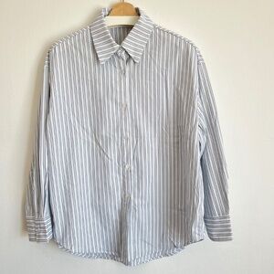 Aritzia Style Cotton Blend Striped Oversized Poplin Shirt